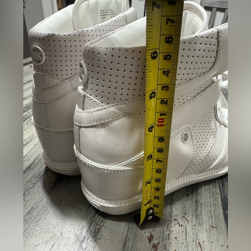 Michael Kors Women’s Nikko Optic White High-Top Hidden Wedge Sneakers Size 10 - Picture 8 of 12